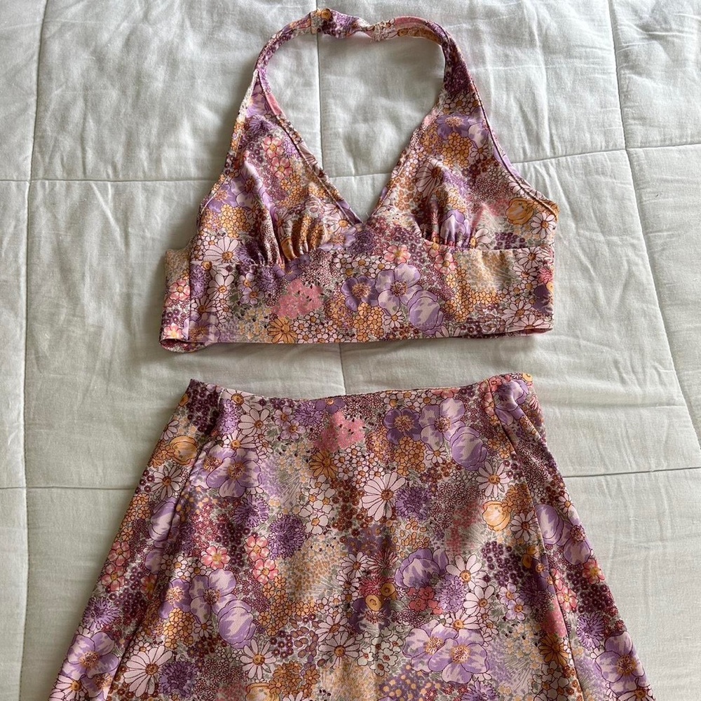 Altar’d State floral halter top + skirt set
